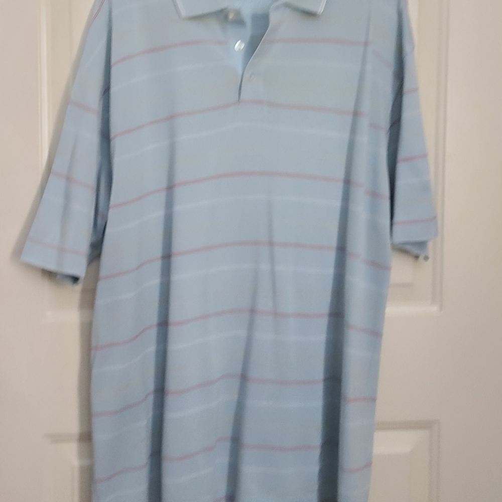 Cutter & Buck Men's Light Blue Striped Polo Shirt Large - Picture 4 of 11